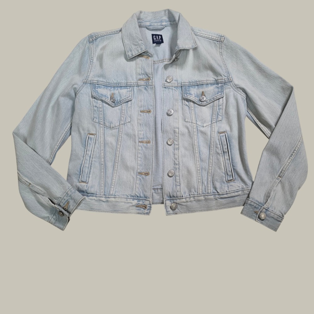 GAP Denim Icon Jacket Light Wash Cotton Trucker Jean Jacket Small 875502-00